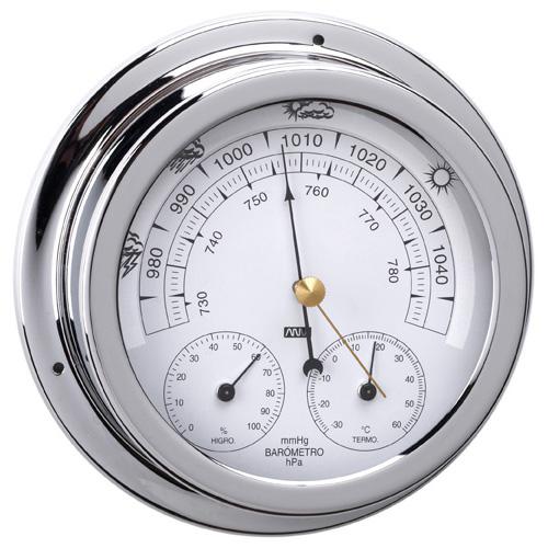 Barometer, Thermometer & Hygrometer Combo - Chrome Plated Brass - 120mm