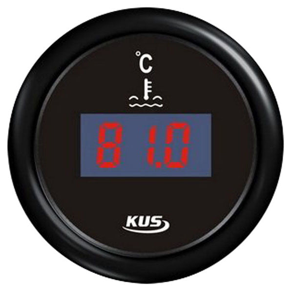 KUS Water Temperature Gauge - Black, Digital-KUS Gauges-Cassell Marine