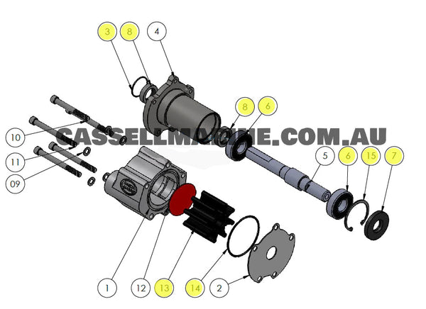 Mercruiser 46-807151 Bravo Pump Repair Kit with Impeller