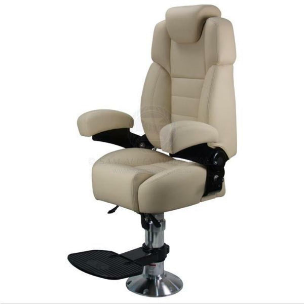 Relaxn Voyager Pilot Seat with Pedestal & Footrest - Beige-SAW-Cassell Marine