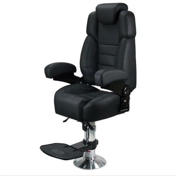 Relaxn Voyager Pilot Seat with Pedestal & Footrest - Black-SAW-Cassell Marine