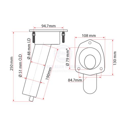 RELAXN MAKO SERIES ROD & CUP HOLDER - STAINLESS STEEL - CONCEALED MOUNT 15deg (Copy)
