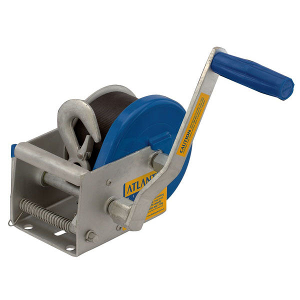 Atlantic Boat Trailer Winch - 5:1/1:1 - Webbing Strap with Snap Hook - 700kg-SAW-Cassell Marine