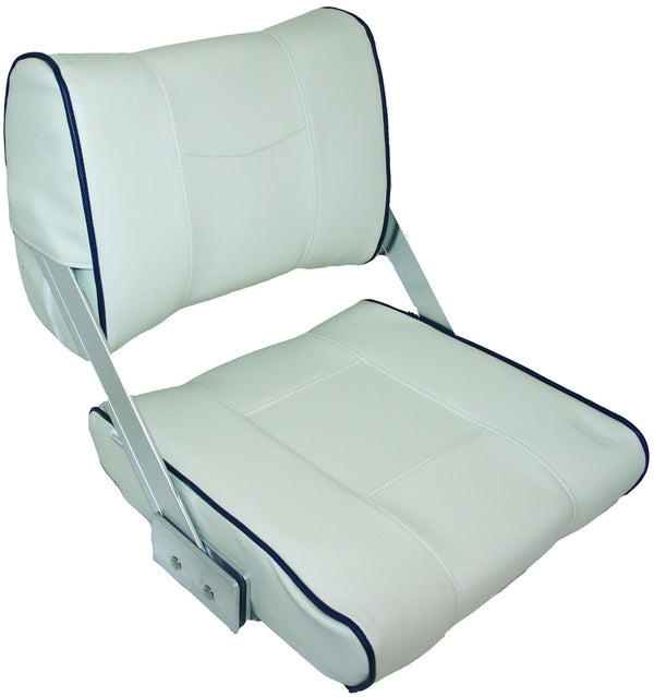 Axis Flip Back Seat Ivory White / Dark Blue Piping