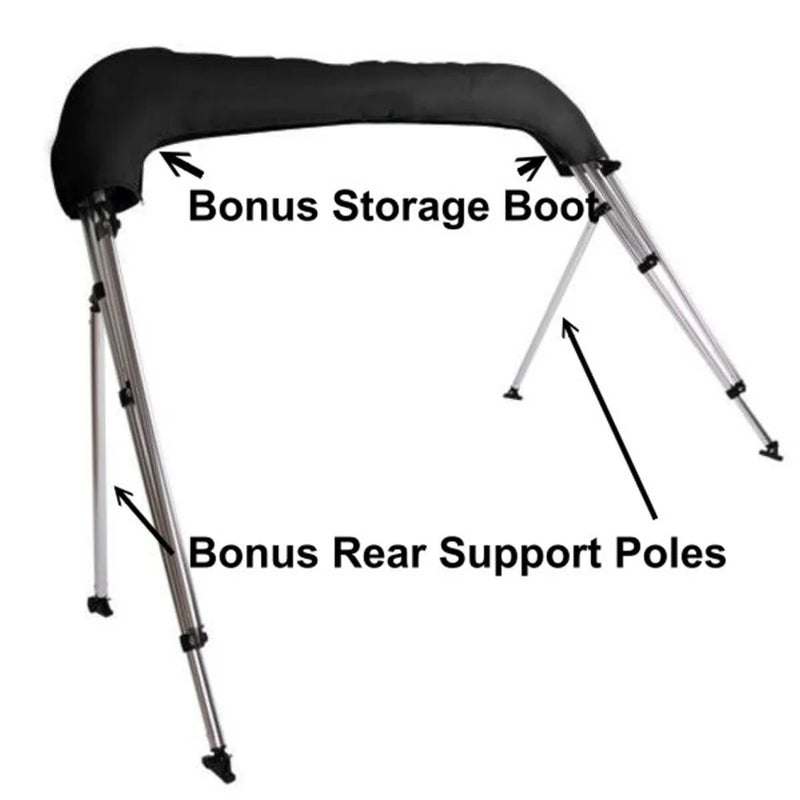 SKI BOAT - Low Profile Bimini Top Canopy - Black