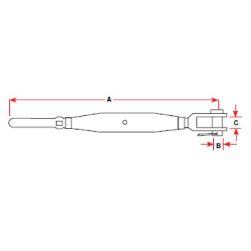 BLA Closed Body Turnbuckles - Stainless Steel Swage and Fork - M12 Thread