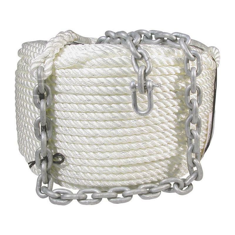 BLA Nylon Anchor Rope & Chain - Galvanised - 12mm Rope Diameter