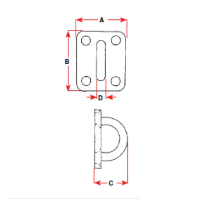BLA Pad Eyes - Rectangular Stainless Steel - 8mm Thread
