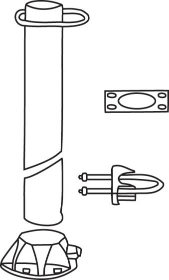 Boat Ski Pole Standard Duty - Tenob Transom / Bulkhead Mount-RWB-Cassell Marine