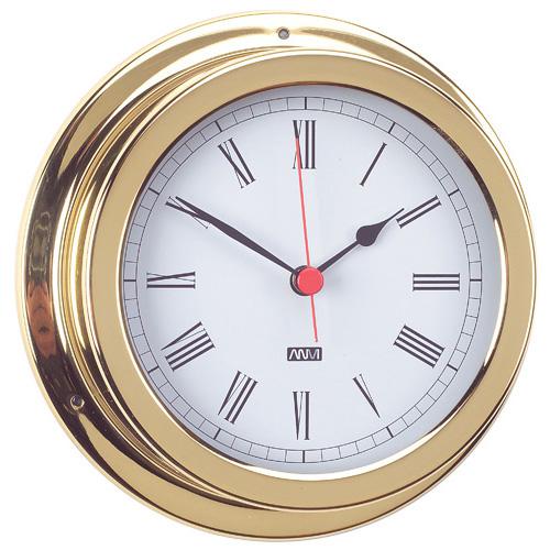 Clock With Roman Numerals - Polished Brass - 120mm