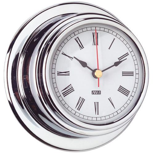 Clock With Roman Rumerals - Chrome Plated Brass - 70mm