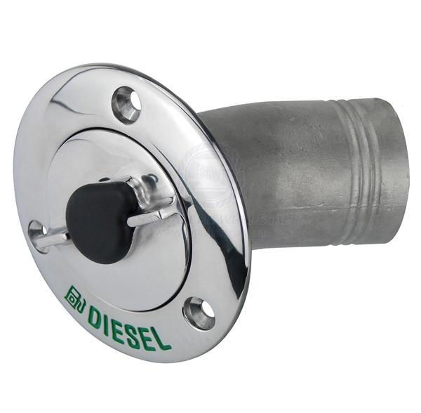 Deck Filler Lockable Stainless Steel - Diesel 50mm Hose 29665 30 deg bend-SAW-Cassell Marine