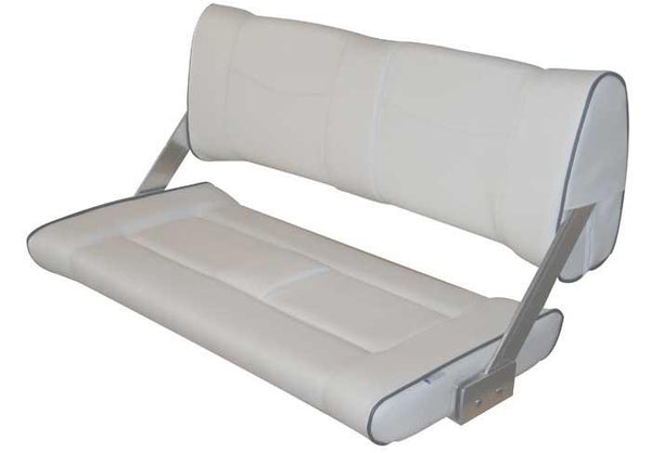 Double Flip-Back Seat - White Light Grey with dark blue piping