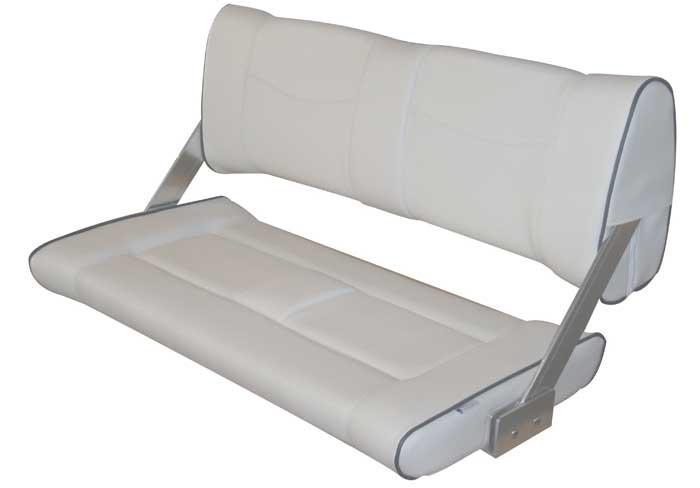 Double Flip-Back Seat - White Light Grey with dark blue piping