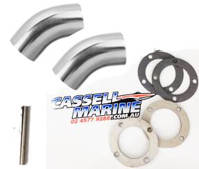 Exhaust Bend Kit - 45deg Bends MCE Flanges & Gaskets suit Ski Boat