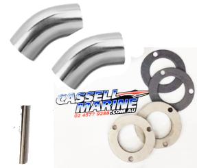 Exhaust Bend Kit - 45deg Bends Tawco Flanges & Gaskets suit Ski Boat