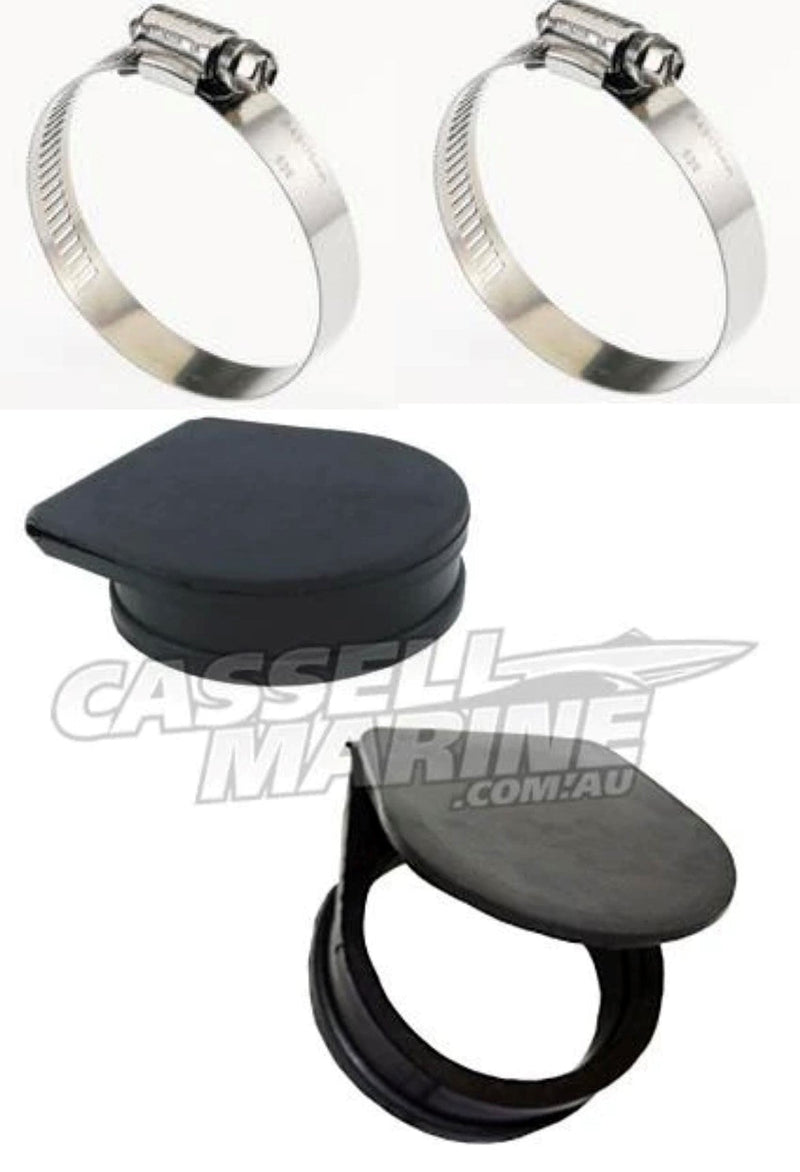 Exhaust Guards - Boat Exhaust Flap Set with Clamps suit Small 2 1/2" pipe-RWB-Cassell Marine
