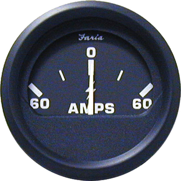 Faria 2" Ammeter 60-0-60 AMPS Euro Black-CASSELL MARINE-Cassell Marine