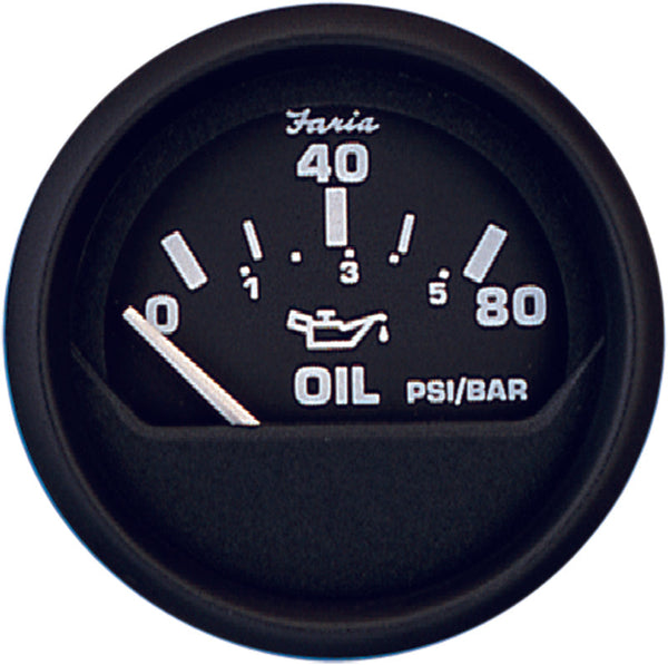 Faria OIL PRESSURE Gauge EURO BLACK 80psi-CASSELL MARINE-Cassell Marine