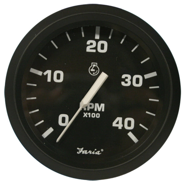 Faria TACHO 4000 RPM EURO BLACK-CASSELL MARINE-Cassell Marine