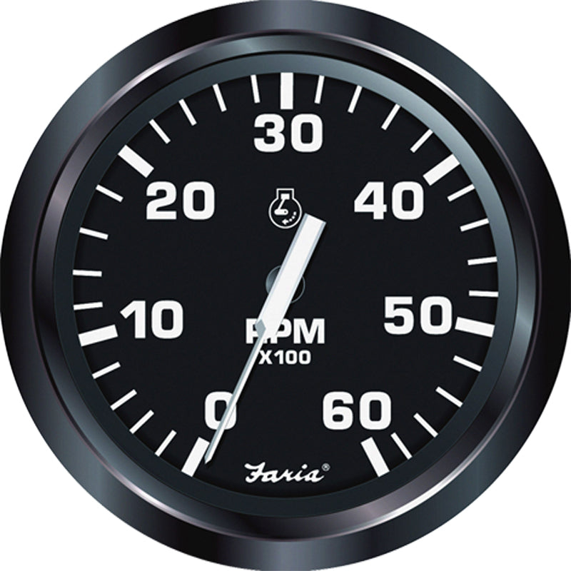 Faria TACHO 6000 RPM EURO BLACK-CASSELL MARINE-Cassell Marine