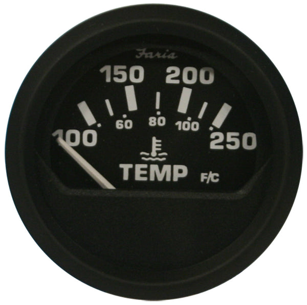 Faria WATER TEMP Gauge EURO BLACK 100-250F-CASSELL MARINE-Cassell Marine