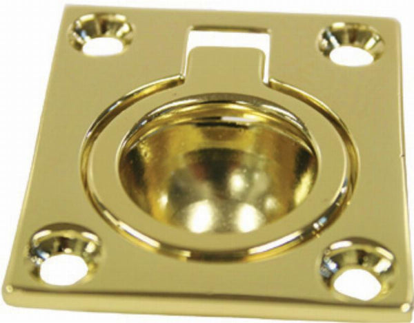 Flush Pull Ring - Rectangular Brass