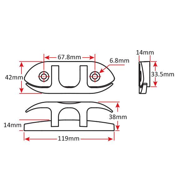 Fold Down Stainless Steel Cleat 120mm