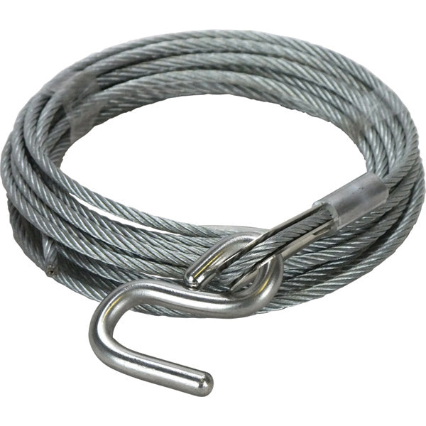 Galvanised Winch Wire With Thimbled Eye & Stainless Steel 'S' Hook