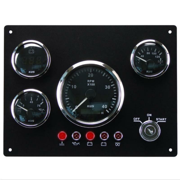 KUS Gauge Panel - Four Gauges with Alarm - 12V-KUS Gauges-Cassell Marine