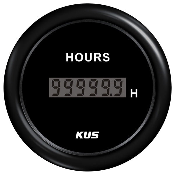KUS Hour Meter Gauge - Digital, Black-KUS Gauges-Cassell Marine