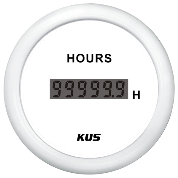 KUS Hour Meter Gauge - Digital, White-KUS Gauges-Cassell Marine