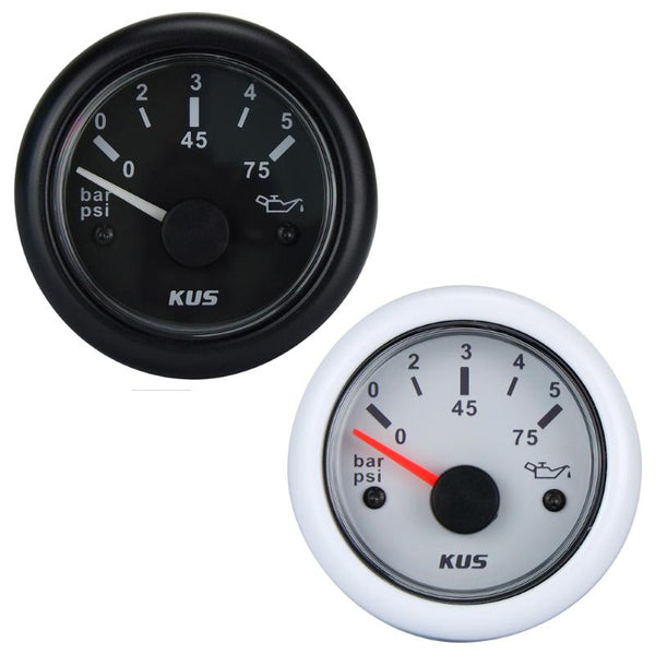 KUS Oil Pressure Gauge - 0-5 Bar Display Range