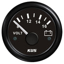 KUS Volt Meter Gauge - 8-16V, Black-KUS Gauges-Cassell Marine