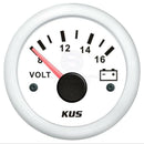 KUS Volt Meter Gauge - 8-16V, White-KUS Gauges-Cassell Marine