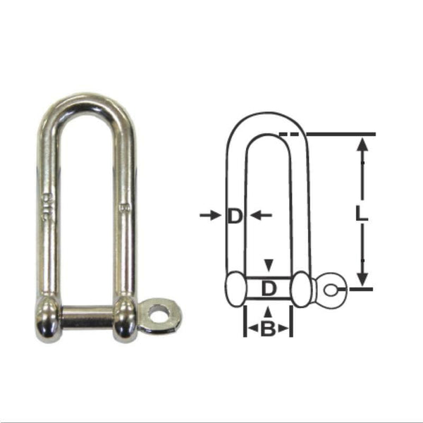 Long Dee Shackles - Stainless Steel