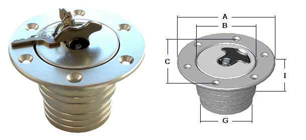 Newton Aero 300 - Aero36NL Key Locking Aero 36 Deck Fuel Filler Cap suit Boat - Car - Truck-CASSELL-Cassell Marine