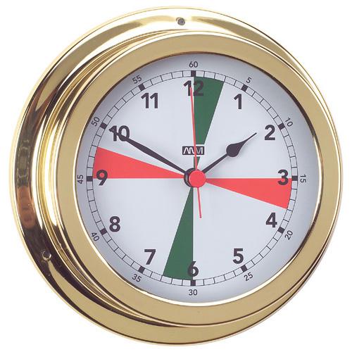 Radio Room Clock With Red & Green Radio Silence Zones - Polished Brass