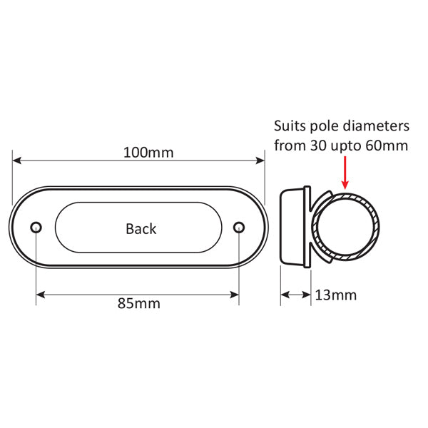 Rail Mount Light With Switch Stainless Steel Cover 12V - LED