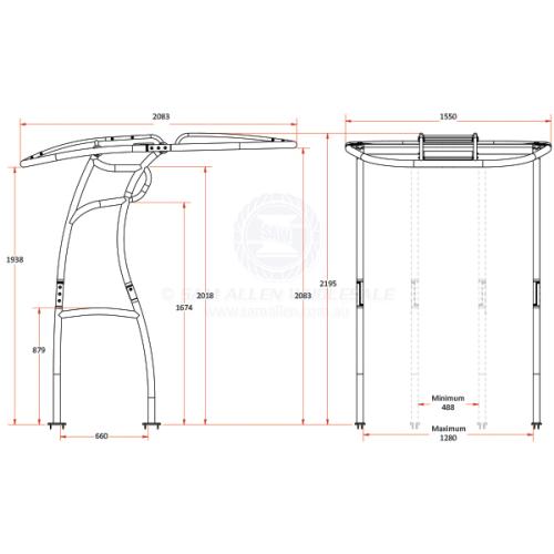 RELAXN T-TOP UNIVERSAL FOLDING T-TOP Black or Clear Anodised