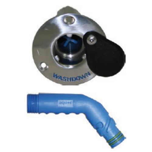 Stainless Steel DECK WASH 3 Groove Connector with 130 Degree Angled Hose Adaptor FLUSHER