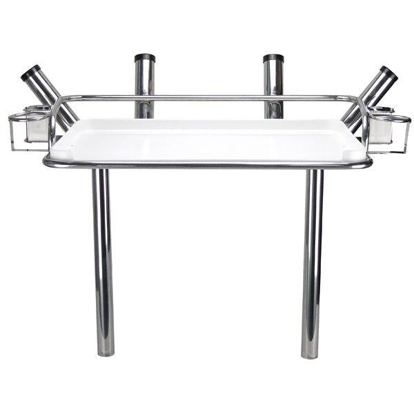 Stainless Steel Deluxe Bait Station with Rod Holders & Legs