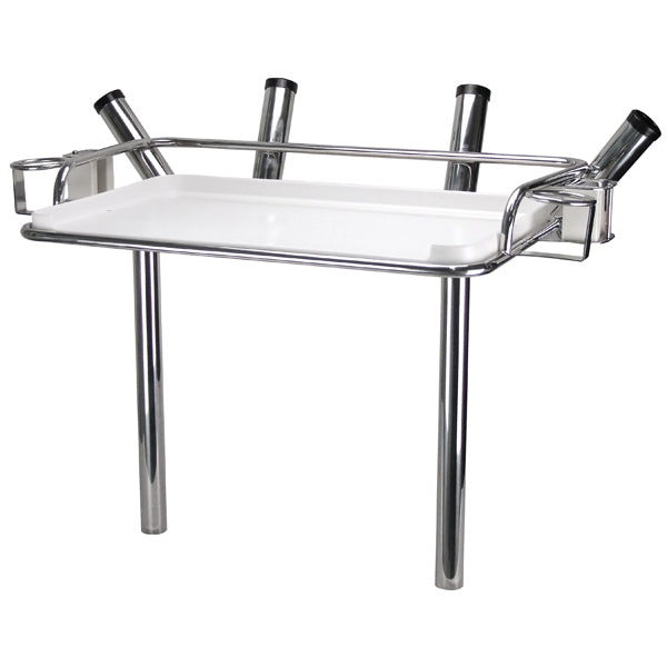 Stainless Steel Deluxe Bait Station with Rod Holders & Legs