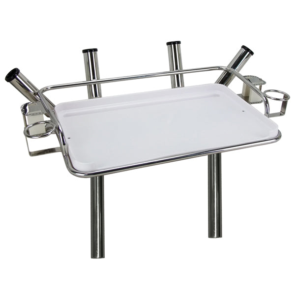 Stainless Steel Deluxe Bait Station with Rod Holders & Legs