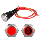 Stainless Steel Illuminated Push Button Switch - RED LED Back Light - 20 Amp