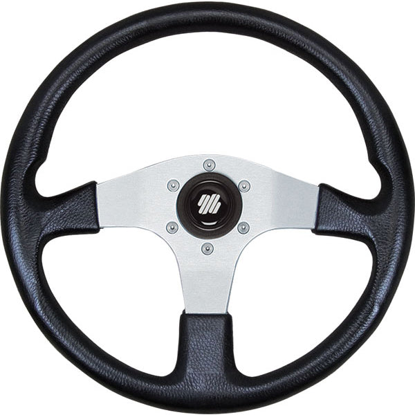 Steering Wheel - Black Soft Grip, Silver Spokes-SAW-Cassell Marine