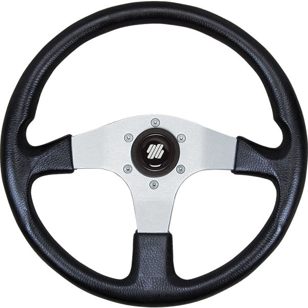 Steering Wheel - Black Soft Grip, Silver Spokes-SAW-Cassell Marine