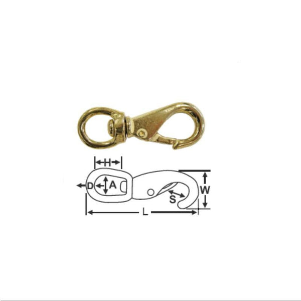 Swivel Eye Snap Hooks - Brass