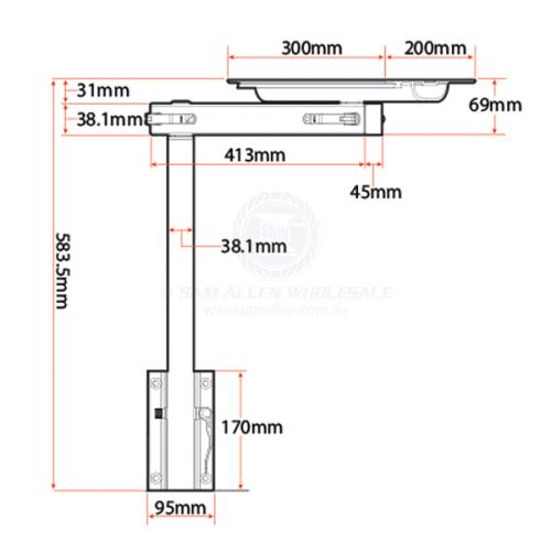 TABLE PEDESTAL - SWINGAWAY TABLE LEG SYSTEM - REMOVABLE