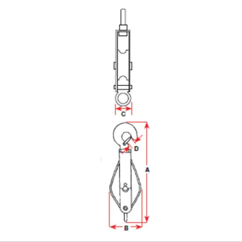 Trawl Block - Stainless Steel With Hook